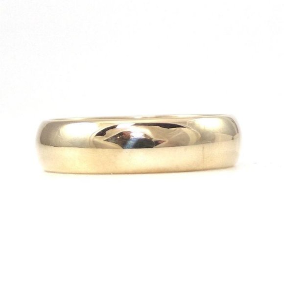 Solid 14K Yellow Gold Plain Smooth Wedding Ring Size 6.5